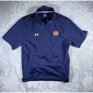 Auburn Tigers Jacket Mens Large Blue NCAA Football Under Armour Pullover 1/4 Zip
